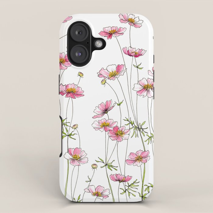 Pink Cosmos Flowers iPhone Case Gallery Image 1
