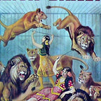 1910 Barnum & Bailey Circus Dancing Lions - M'lle Adgi's Acting Vintage Poster Coffee Mug Gallery Image 2