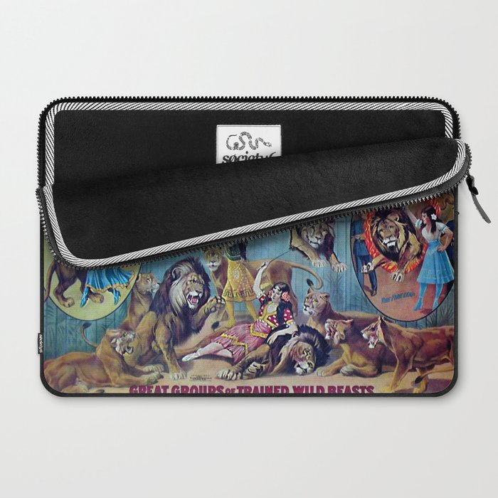 1910 Barnum & Bailey Circus Dancing Lions - M'lle Adgi's Acting Vintage Poster Laptop Sleeve Gallery Image 2
