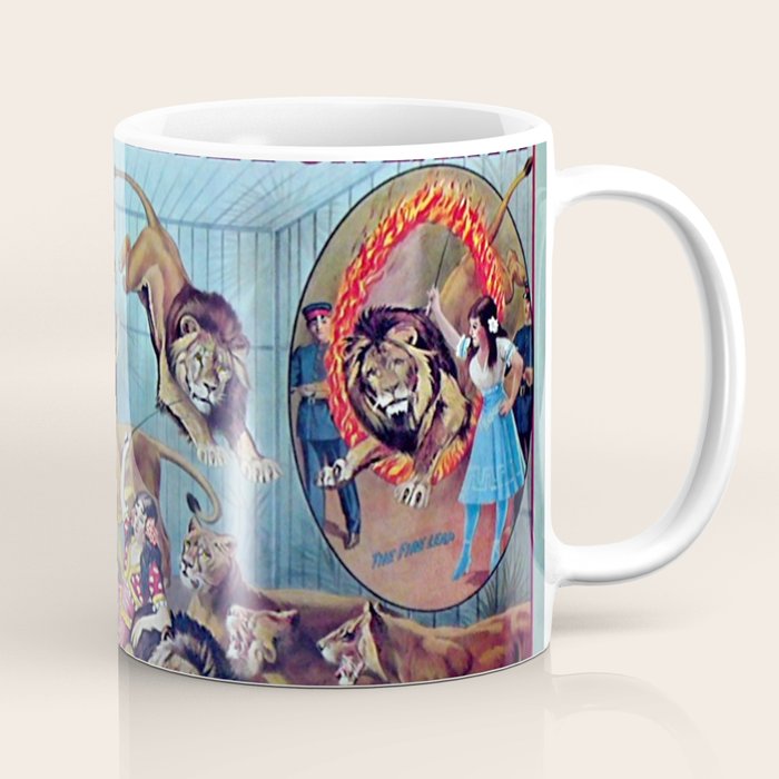 1910 Barnum & Bailey Circus Dancing Lions - M'lle Adgi's Acting Vintage Poster Coffee Mug Gallery Image 1