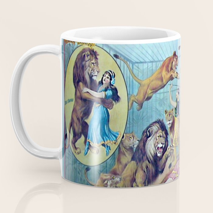 1910 Barnum & Bailey Circus Dancing Lions - M'lle Adgi's Acting Vintage Poster Coffee Mug Gallery Image 3