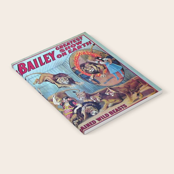1910 Barnum & Bailey Circus Dancing Lions - M'lle Adgi's Acting Vintage Poster Notebook Gallery Image 1