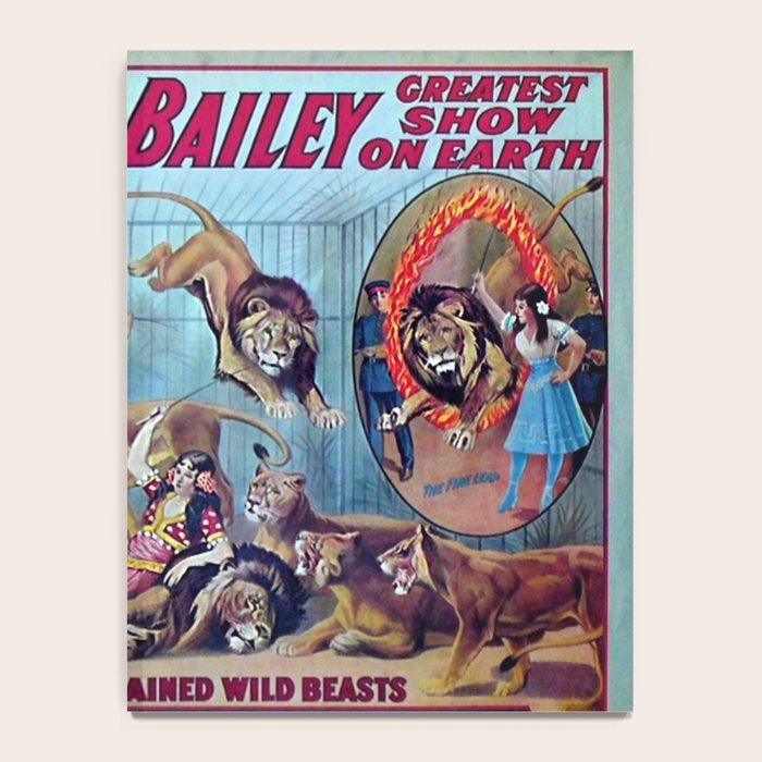 1910 Barnum & Bailey Circus Dancing Lions - M'lle Adgi's Acting Vintage Poster Notebook Gallery Image 4