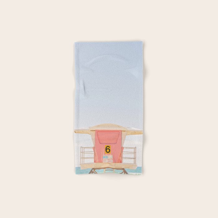 Beach Photography | Pink Lifeguard Tower. No. 6 | California  Bath Towel Gallery Image 1