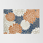 Dahlia Blooms, Terracotta, Navy, Gold, White Rug Gallery Image 2