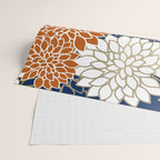 Dahlia Blooms, Terracotta, Navy, Gold, White Wrapping Paper Gallery Image 2