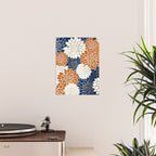 Dahlia Blooms, Terracotta, Navy, Gold, White Poster Gallery Image 2