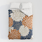 Dahlia Blooms, Terracotta, Navy, Gold, White Duvet Cover Gallery Image 6