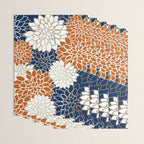Dahlia Blooms, Terracotta, Navy, Gold, White Wrapping Paper Gallery Image 3