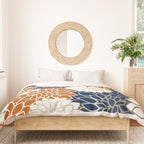 Dahlia Blooms, Terracotta, Navy, Gold, White Duvet Cover Gallery Image 3