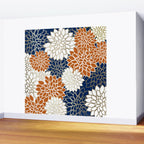 Dahlia Blooms, Terracotta, Navy, Gold, White Wall Mural Gallery Image 2
