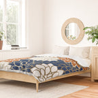 Dahlia Blooms, Terracotta, Navy, Gold, White Duvet Cover Gallery Image 2