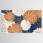 Dahlia Blooms, Terracotta, Navy, Gold, White Tablecloth Gallery Image 2