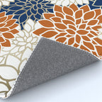 Dahlia Blooms, Terracotta, Navy, Gold, White Rug Gallery Image 4