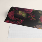 Midnight Vintage Shiny Botanical Rose Garden Wrapping Paper Gallery Image 2