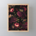 Midnight Vintage Shiny Botanical Rose Garden Mini Art Print Gallery Image 1