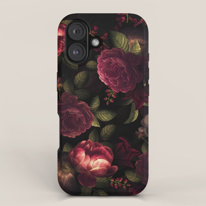 Midnight Vintage Shiny Botanical Rose Garden iPhone Case Gallery Image 1