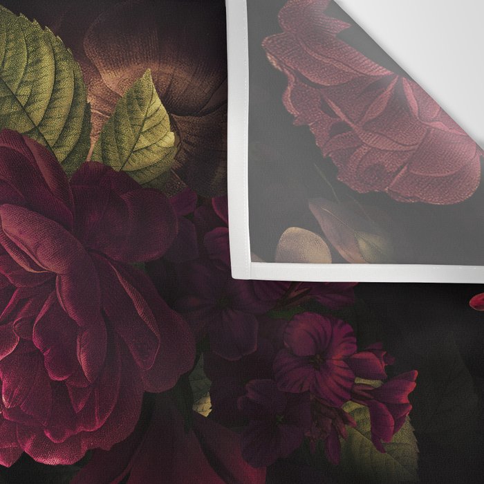 Midnight Vintage Shiny Botanical Rose Garden Wall Tapestry Gallery Image 3