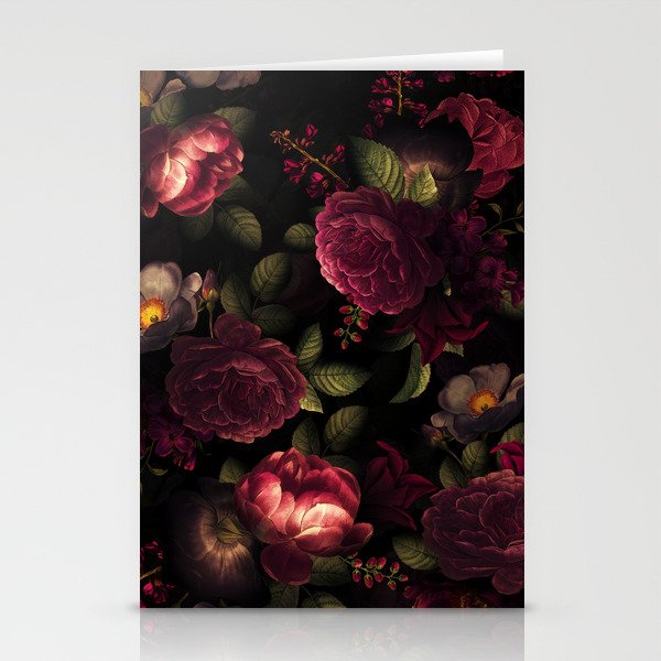 Midnight Vintage Shiny Botanical Rose Garden Stationery Card Gallery Image 2