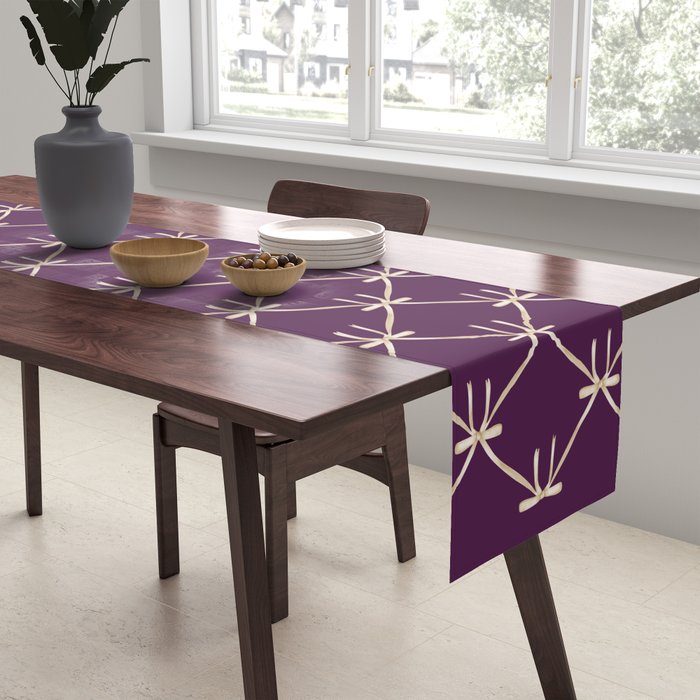 Bows & Ribbons Pattern XXXV Dark Purple Table Runner Gallery Image 2