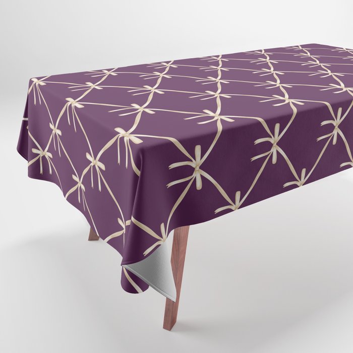 Bows & Ribbons Pattern XXXV Dark Purple Tablecloth Gallery Image 1