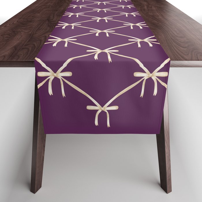 Bows & Ribbons Pattern XXXV Dark Purple Table Runner Gallery Image 1