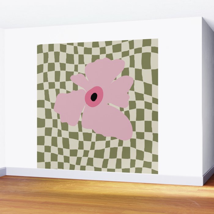 Minimal checkered flower  Wall Mural Gallery Image 2