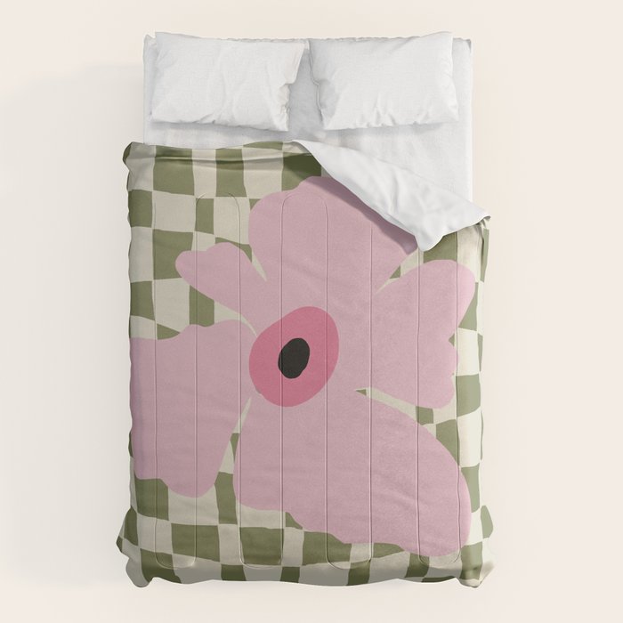 Minimal checkered flower  Comforter Gallery Image 6