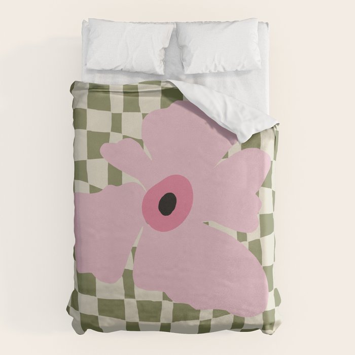 Minimal checkered flower  Duvet Cover Gallery Image 6