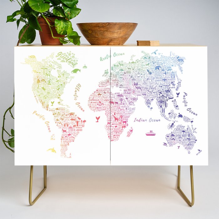 Rainbow world map Credenza Gallery Image 1