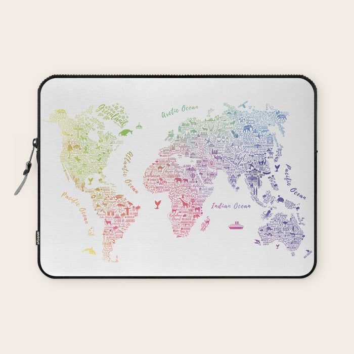 Rainbow world map Laptop Sleeve Gallery Image 1