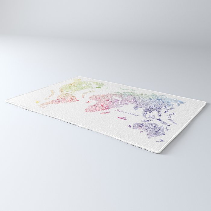 Rainbow world map Rug Gallery Image 3