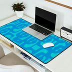 Mid Century Modern Loops Abstract Turquoise Blue Cyan Retro Contemporary Pattern Desk Mat Gallery Image 2