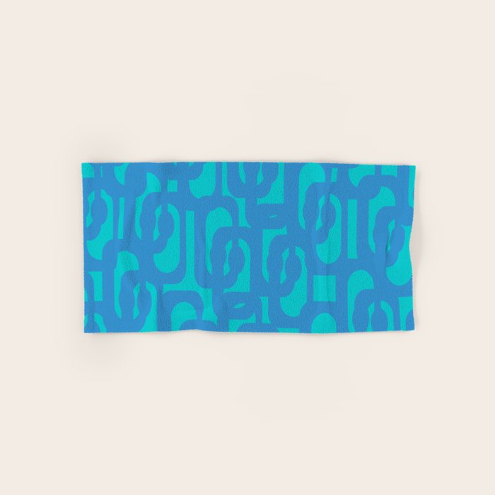 Mid Century Modern Loops Abstract Turquoise Blue Cyan Retro Contemporary Pattern Bath Towel Gallery Image 1