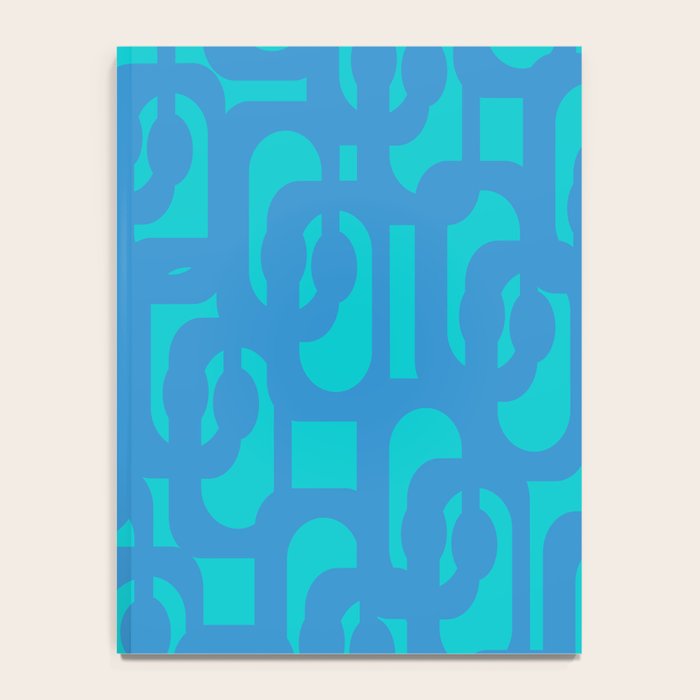 Mid Century Modern Loops Abstract Turquoise Blue Cyan Retro Contemporary Pattern Notebook Gallery Image 4