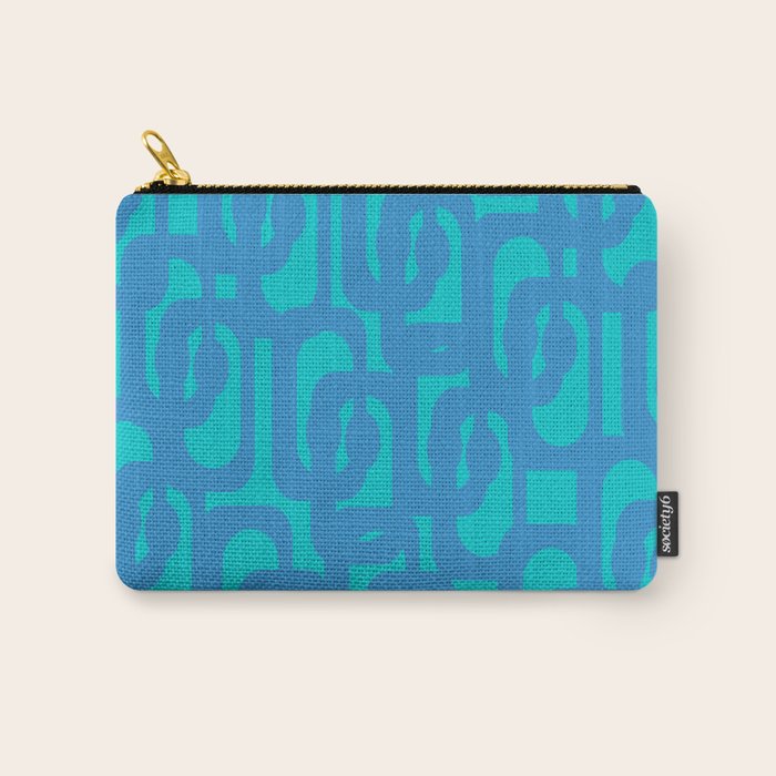 Mid Century Modern Loops Abstract Turquoise Blue Cyan Retro Contemporary Pattern Carry All Pouch Gallery Image 1