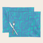 Mid Century Modern Loops Abstract Turquoise Blue Cyan Retro Contemporary Pattern Placemat Gallery Image 1