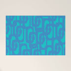 Mid Century Modern Loops Abstract Turquoise Blue Cyan Retro Contemporary Pattern Welcome Mat Gallery Image 1