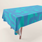 Mid Century Modern Loops Abstract Turquoise Blue Cyan Retro Contemporary Pattern Tablecloth Gallery Image 1