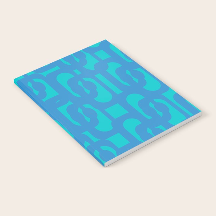 Mid Century Modern Loops Abstract Turquoise Blue Cyan Retro Contemporary Pattern Notebook Gallery Image 1