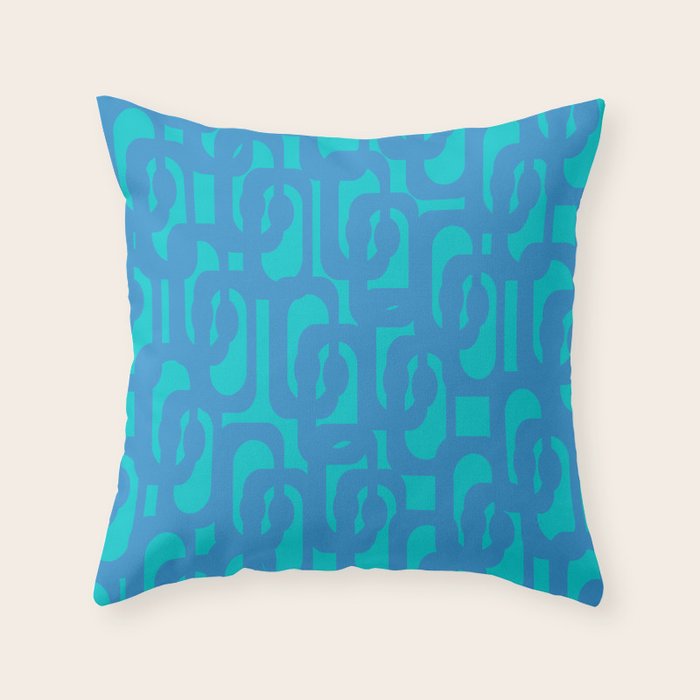 Mid Century Modern Loops Abstract Turquoise Blue Cyan Retro Contemporary Pattern Throw Pillow Gallery Image 1