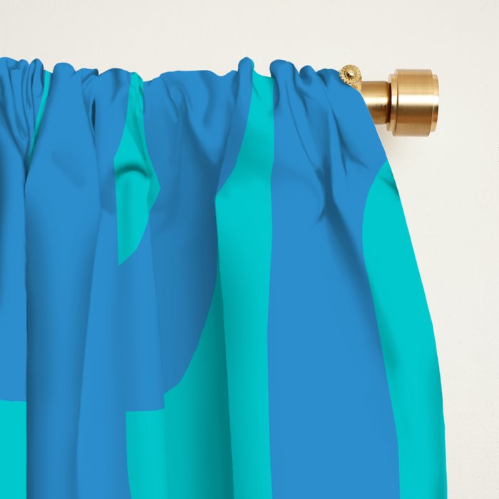 Mid Century Modern Loops Abstract Turquoise Blue Cyan Retro Contemporary Pattern Window Curtain Gallery Image 2