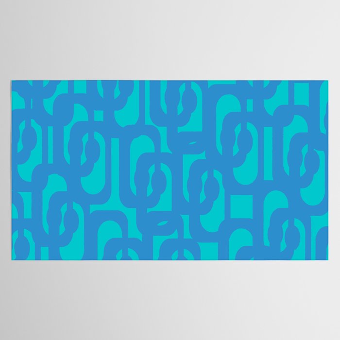Mid Century Modern Loops Abstract Turquoise Blue Cyan Retro Contemporary Pattern Tablecloth Gallery Image 2