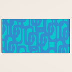 Mid Century Modern Loops Abstract Turquoise Blue Cyan Retro Contemporary Pattern Desk Mat Gallery Image 3