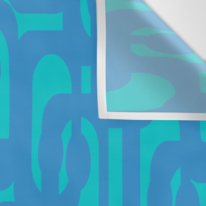 Mid Century Modern Loops Abstract Turquoise Blue Cyan Retro Contemporary Pattern Wall Tapestry Gallery Image 3