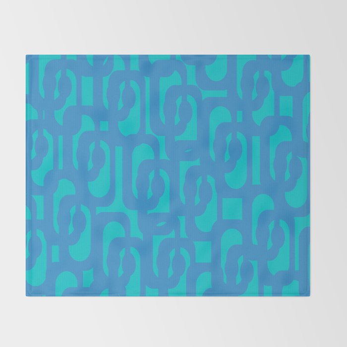 Mid Century Modern Loops Abstract Turquoise Blue Cyan Retro Contemporary Pattern Throw Blanket Gallery Image 2