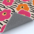 Floral  Pattern Hot Pink and Orange Rug Gallery Image 4