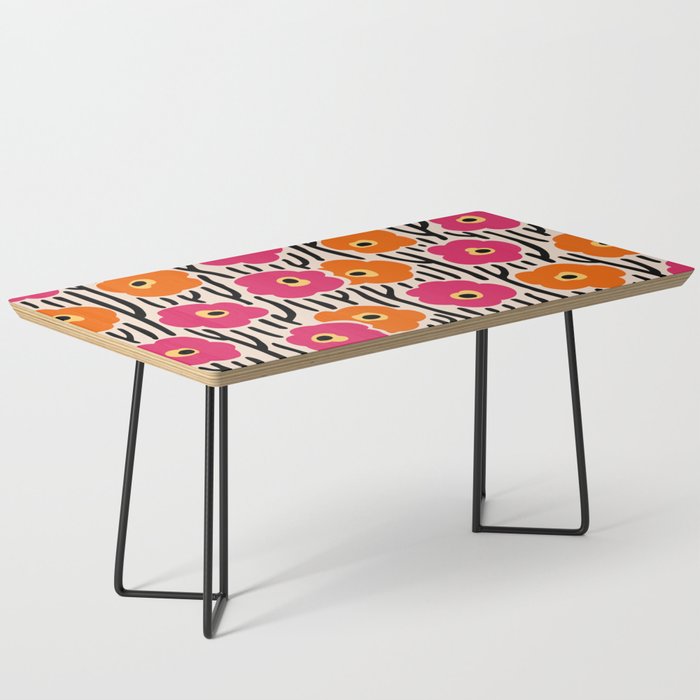 Floral  Pattern Hot Pink and Orange Coffee Table Gallery Image 1