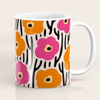 Floral  Pattern Hot Pink and Orange Coffee Mug Gallery Image 1