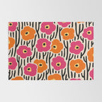 Floral  Pattern Hot Pink and Orange Rug Gallery Image 2